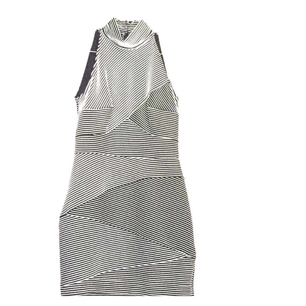 Tadashi Shoji Sleeveless B&W Striped Dress Sz S